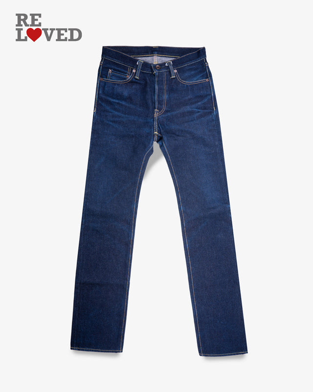 21/23oz Ultra Heavy Raw Selvedge Denim Slim Straight Cut Jeans - Indigo (IH-666S-UHR) Tag 30, Hemmed to 35.6"