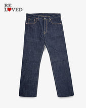 17oz Selvedge Denim Slim Straight Cut Jeans - Natural Indigo (IH-666N) Tag 36, Cut to 30.0"