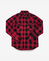 Ultra Heavy Flannel Buffalo Check Western Shirt - Red/Black
