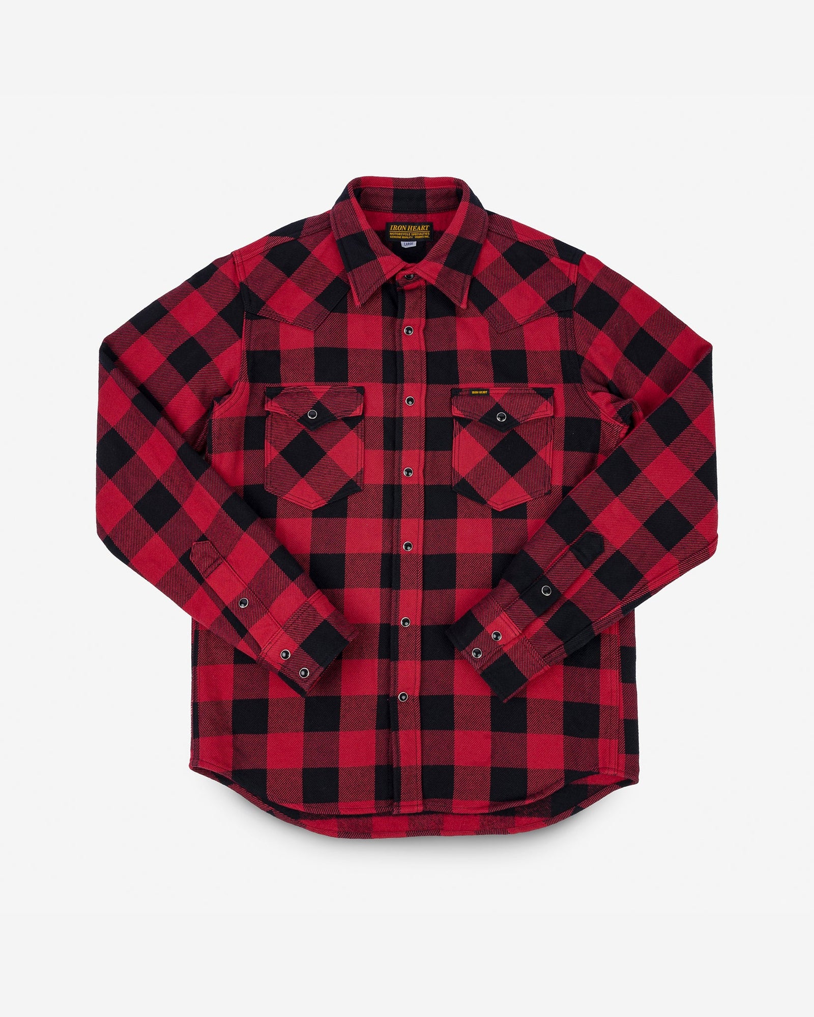 Ultra Heavy Flannel Buffalo Check Western Shirt - Red/Black