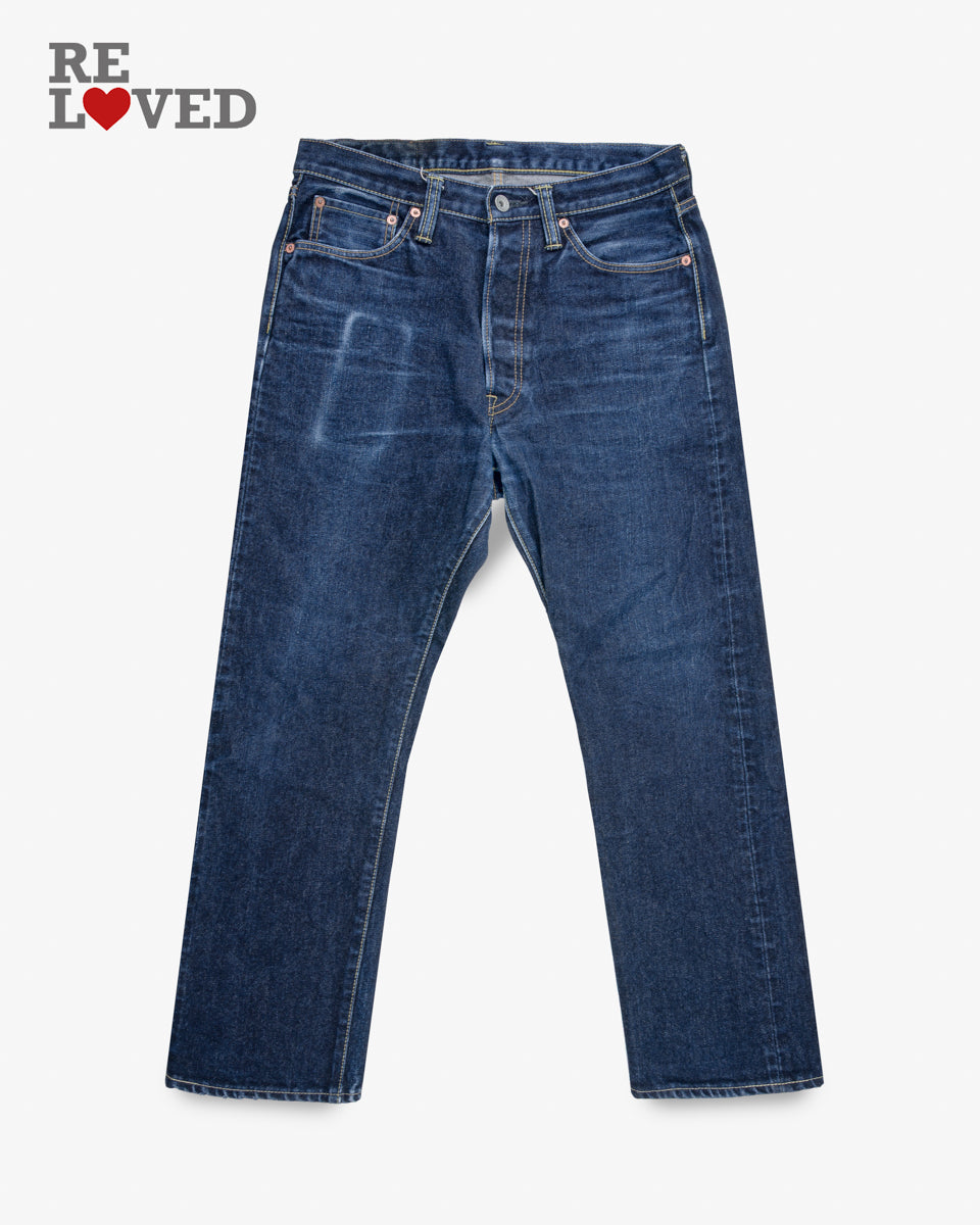 14oz Selvedge Denim Medium High Rise Tapered Cut Jeans Tag 33 Hemmed To 27 1