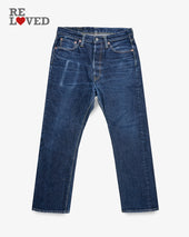 14oz Selvedge Denim Medium/High Rise Tapered Cut Jeans - Indigo (IH-888S-142) Tag 33, Hemmed to 27.1"