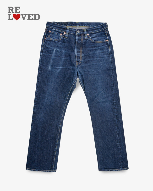 14oz Selvedge Denim Medium/High Rise Tapered Cut Jeans - Indigo (IH-888S-142) Tag 33, Hemmed to 27.1"
