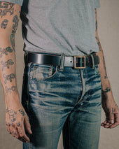 OGL Vintage Buckle Hand Dyed Leather Belt - Black