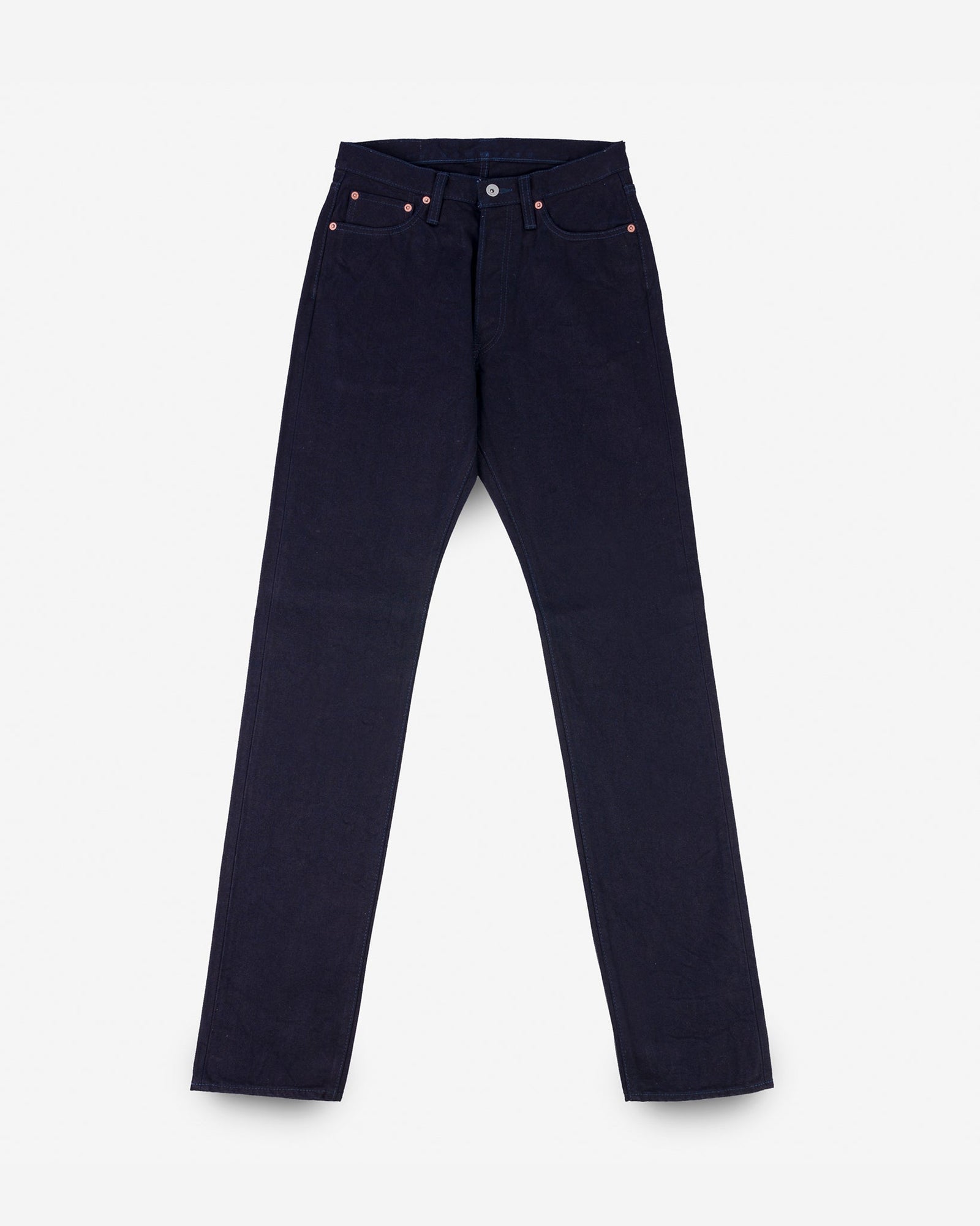 14oz Selvedge Denim Mid/High Rise Tapered Cut Jeans - Indigo/Indigo
