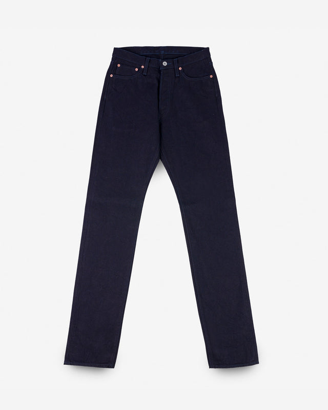 14oz Selvedge Denim Mid/High Rise Tapered Cut Jeans - Indigo/Indigo