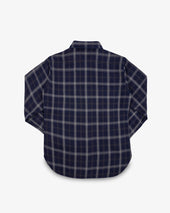 9oz Selvedge Indigo Check Flannel Work Shirt - Black