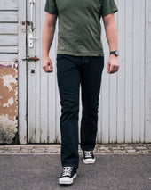 16oz Slubby Selvedge Denim Relaxed Tapered Cut Jeans - Indigo Overdyed Black