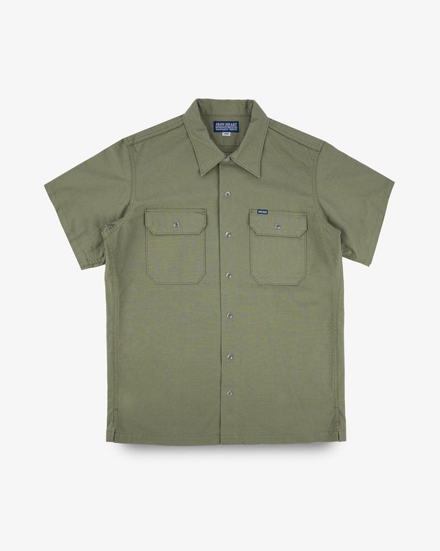 8oz Ripstop Short Sleeved Mechanic Shirt - Military Green
