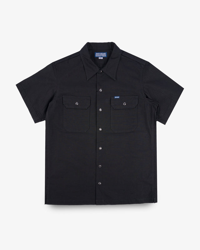 8oz Ripstop Short Sleeved Mechanic Shirt - Black