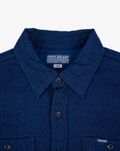 5oz Double Gauze Short Sleeved Work Shirt - Indigo (IHSH-417-IND) Size Large