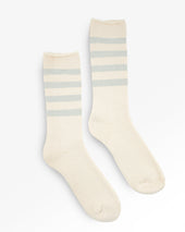 Decka Showatabé Organic Striped Pile Socks - Ecru x Blue