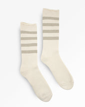 Decka Showatabé Organic Striped Pile Socks - Ecru x Grey