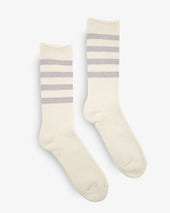 Decka Showatabé Organic Striped Pile Socks - Ecru x Purple