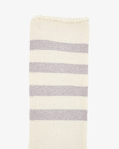 Decka Showatabé Organic Striped Pile Socks - Ecru x Purple