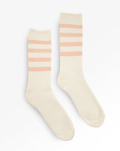 Decka Showatabé Organic Striped Pile Socks - Ecru x Orange