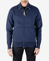 14oz Ultra Heavyweight Loopwheel Cotton Zip Up Sweater - Navy