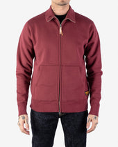 14oz Ultra Heavyweight Loopwheel Cotton Zip Up Sweater - Burgundy
