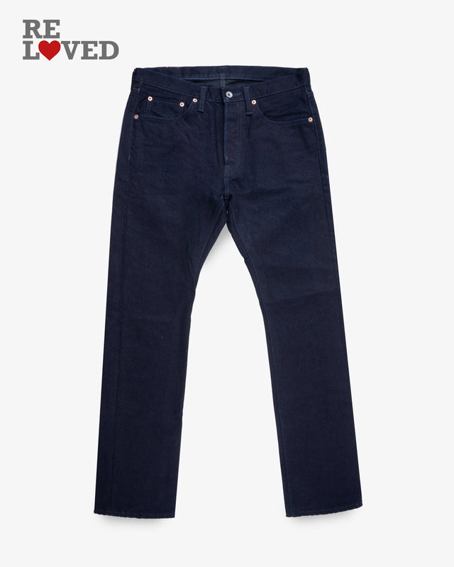 14oz Selvedge Denim Slim Cut Jeans - Indigo/Black (IH-555s-142ib) Tag 33, Hemmed to 30.5"