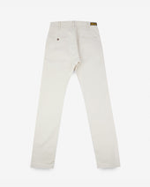 9oz Mercerised Selvedge Cotton Relaxed Tapered Cut Chinos - Ivory