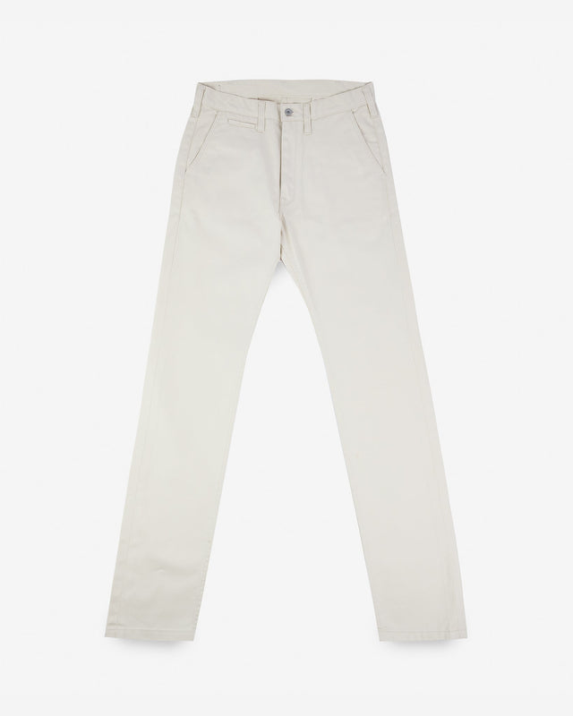 9oz Mercerised Selvedge Cotton Relaxed Tapered Cut Chinos - Ivory