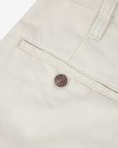 9oz Mercerised Selvedge Cotton Slim Tapered Chinos - Ivory