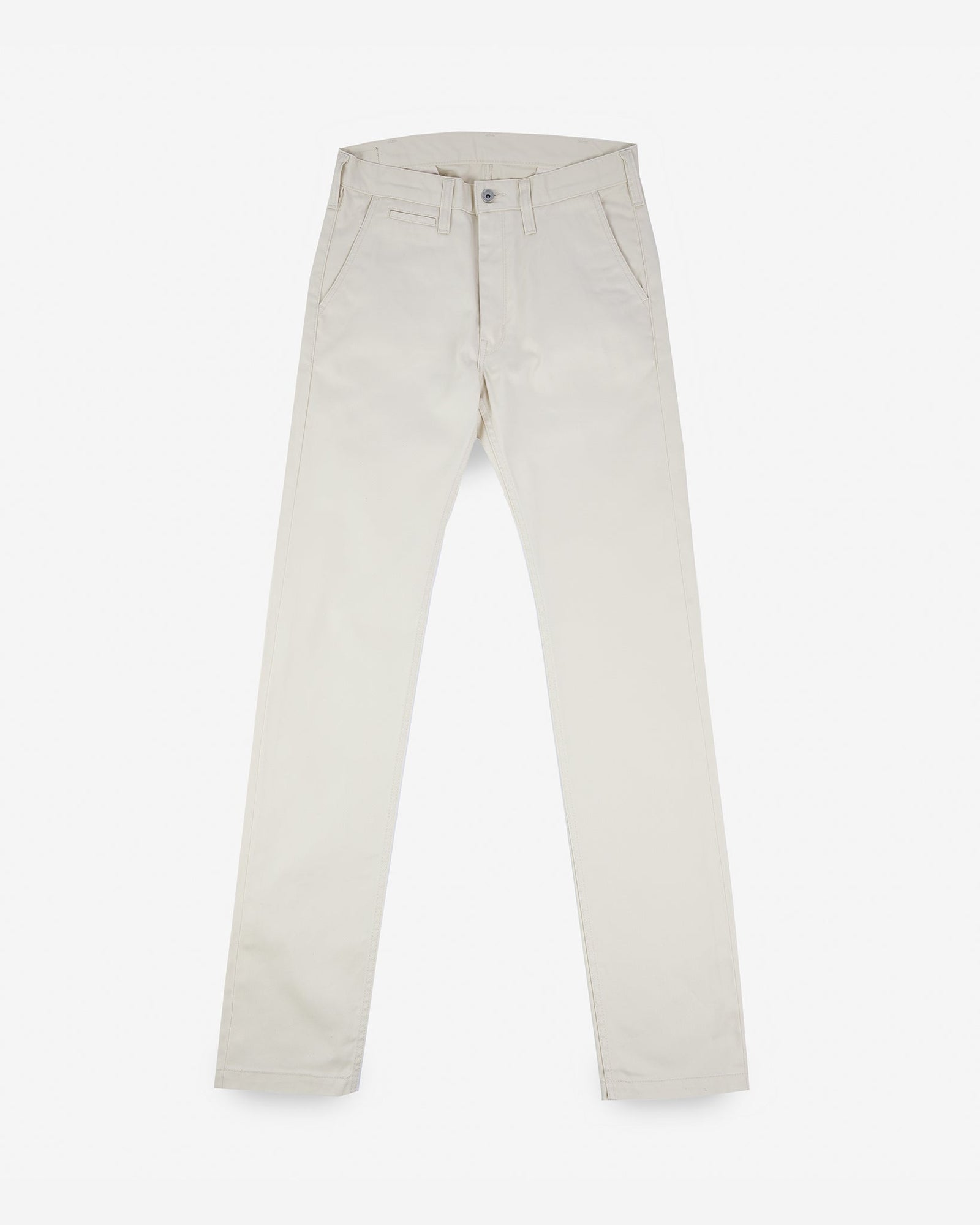 9oz Mercerised Selvedge Cotton Slim Tapered Chinos - Ivory
