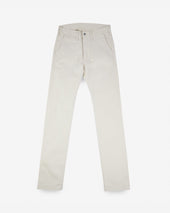 9oz Mercerised Selvedge Cotton Slim Tapered Chinos - Ivory