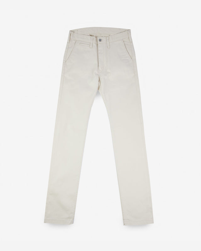 9oz Mercerised Selvedge Cotton Slim Tapered Chinos - Ivory
