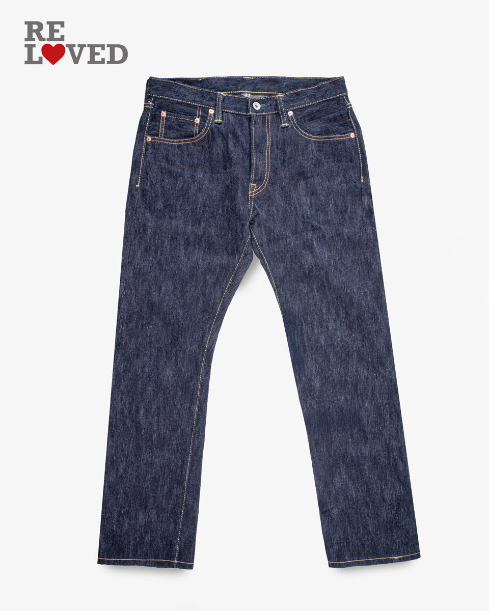 16oz Slubby Selvedge Denim Slim Tapered Cut Jeans Tag 33 Hemmed To 27 5