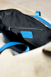 Sac Bertie toile et taurillon bleu cyan