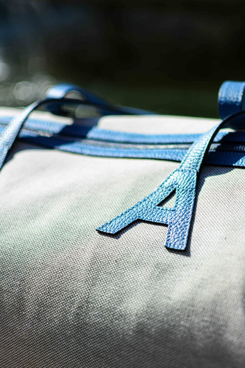 Sac Bertie Toile Et Taurillon Bleu Cyan