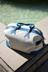 Sac Bertie toile et taurillon bleu cyan