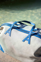 Sac Bertie toile et taurillon bleu cyan