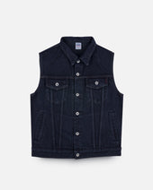 21oz Selvedge Denim Modified Type III Vest - Indigo Overdyed Black