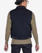 21oz Selvedge Denim Modified Type III Vest - Indigo Overdyed Black