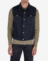 21oz Selvedge Denim Modified Type III Vest - Indigo Overdyed Black