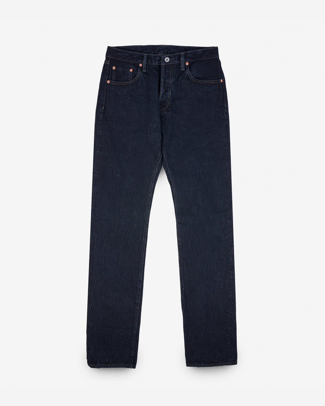16oz Slubby Selvedge Denim Straight Cut Jeans - Indigo Overdyed Black
