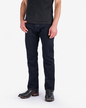 16oz Slubby Selvedge Denim Straight Cut Jeans - Indigo Overdyed Black