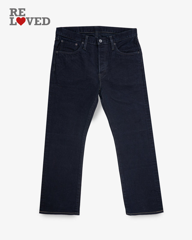 14oz Selvedge Denim Slim Straight Cut Jeans - Indigo Overdyed Black (IH-666s-142od) Tag 33, Hemmed to 27.0"