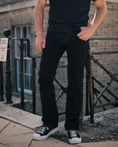 16oz Slubby Selvedge Denim Slim Straight Cut Jeans - Indigo Overdyed Black