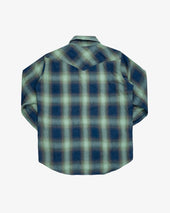 9oz Selvedge Ombré Check Western Shirt - Green (IHSH-348-GRN) Size Large