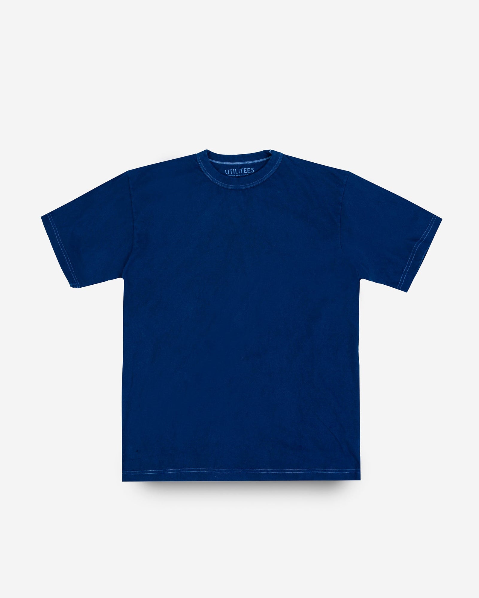 UTILITEES - 5.5oz Loopwheel Crew Neck T-Shirt - Pure Indigo