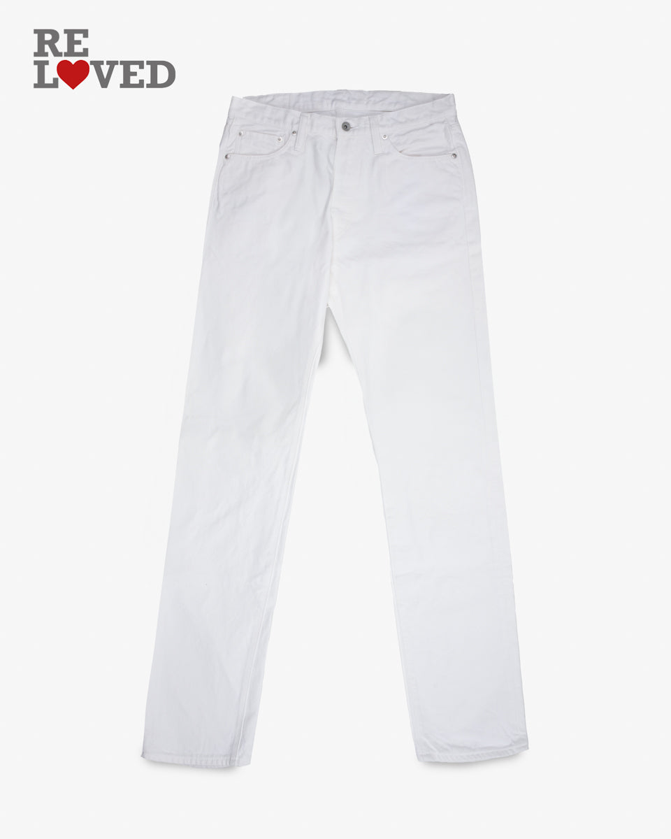 13 5oz Denim Medium High Rise Tapered Cut Jeans Tag 34 Hemmed To 36 0