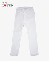 13.5oz Denim Medium/High Rise Tapered Cut Jeans - White (IH-888-WT) Tag 34, Hemmed to 36.0"
