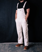 10.5oz Herringbone Double Knee Overalls - White