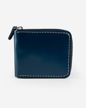 Zip-Secured Shell Cordovan Wallet - Navy Blue