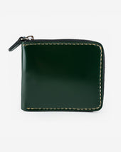 Zip-Secured Shell Cordovan Wallet - Green
