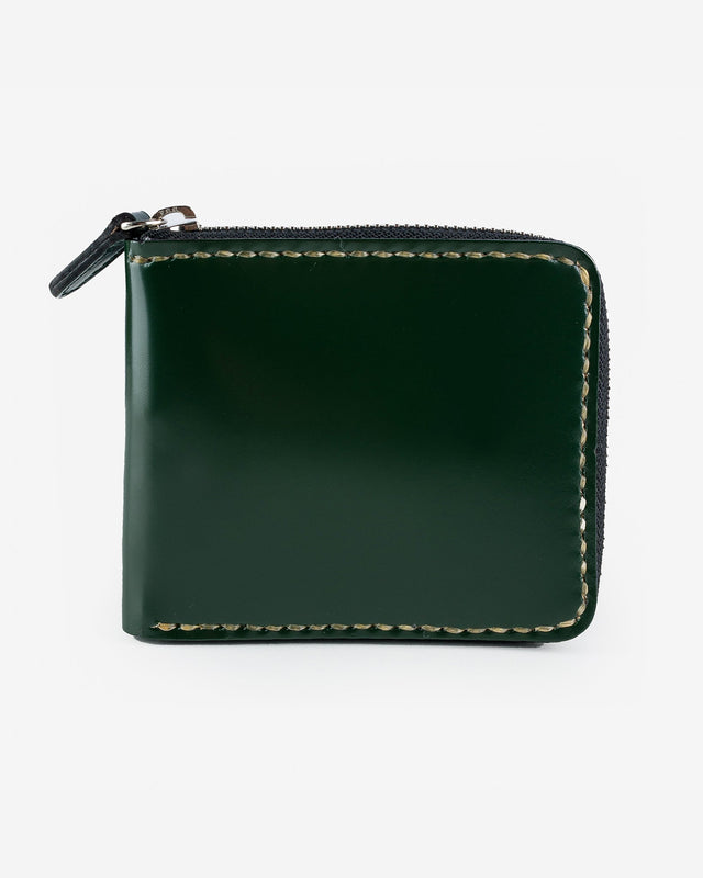 Zip-Secured Shell Cordovan Wallet - Green