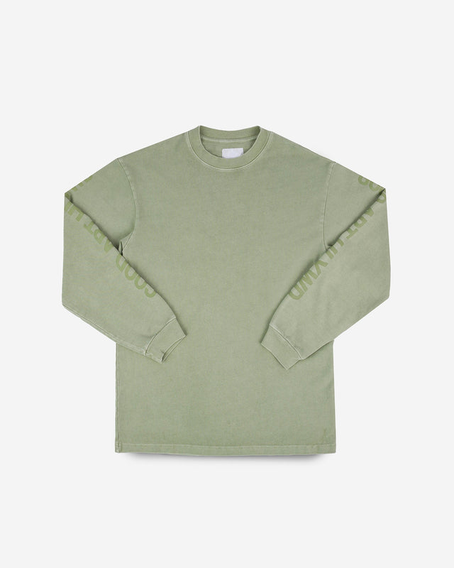 GOOD ART HLYWD Heavyweight Long Sleeve Crew Neck T-Shirt - Sage Green
